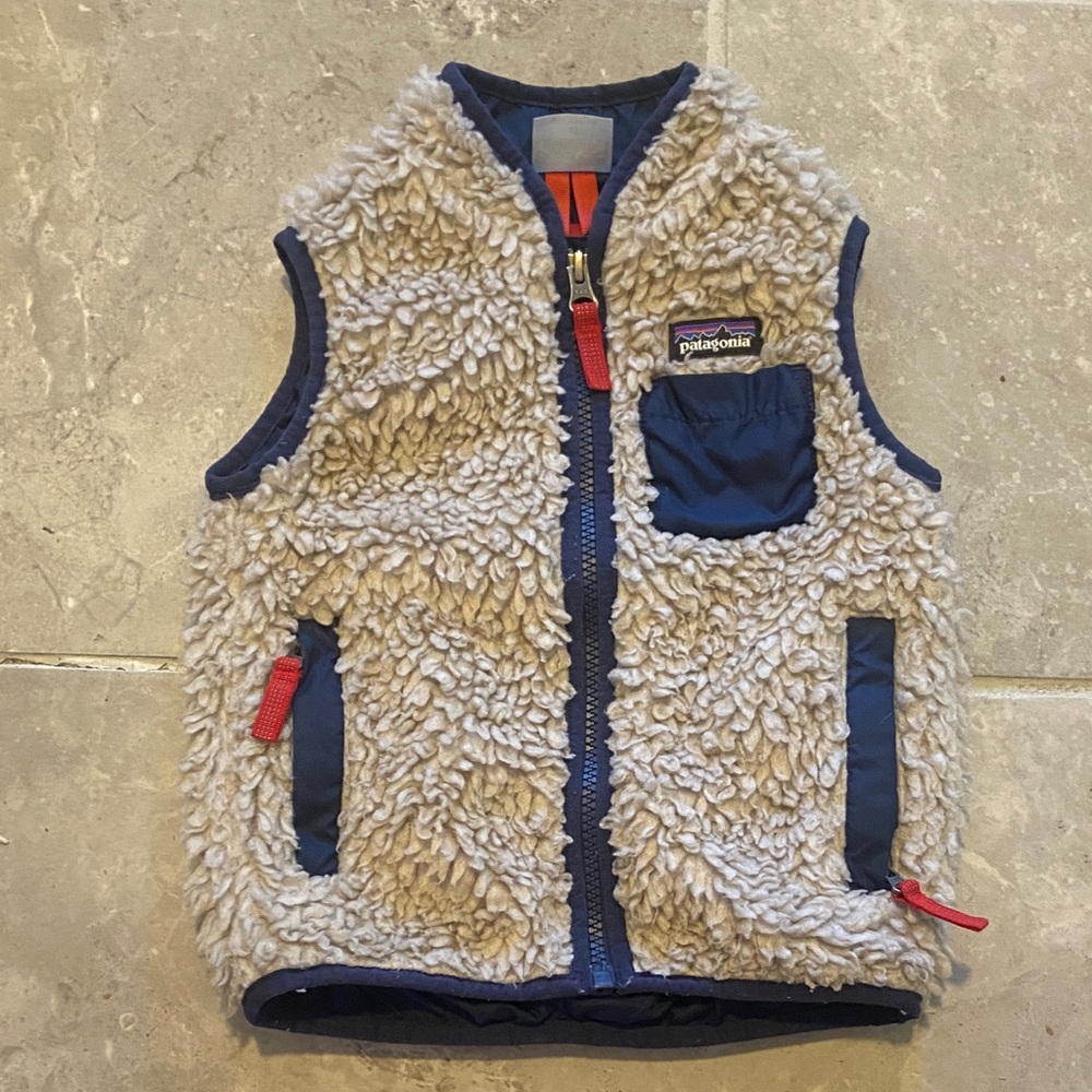 Patagonia Kids' Sherpa Vest - Cream and Navy
